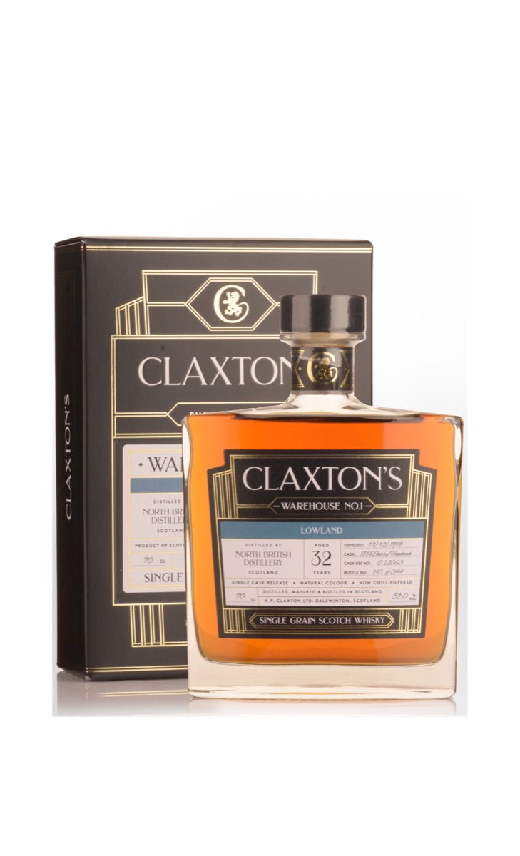 North British 1989 32yo Warehouse 1 Claxton's with presentation box, image 2 of 2